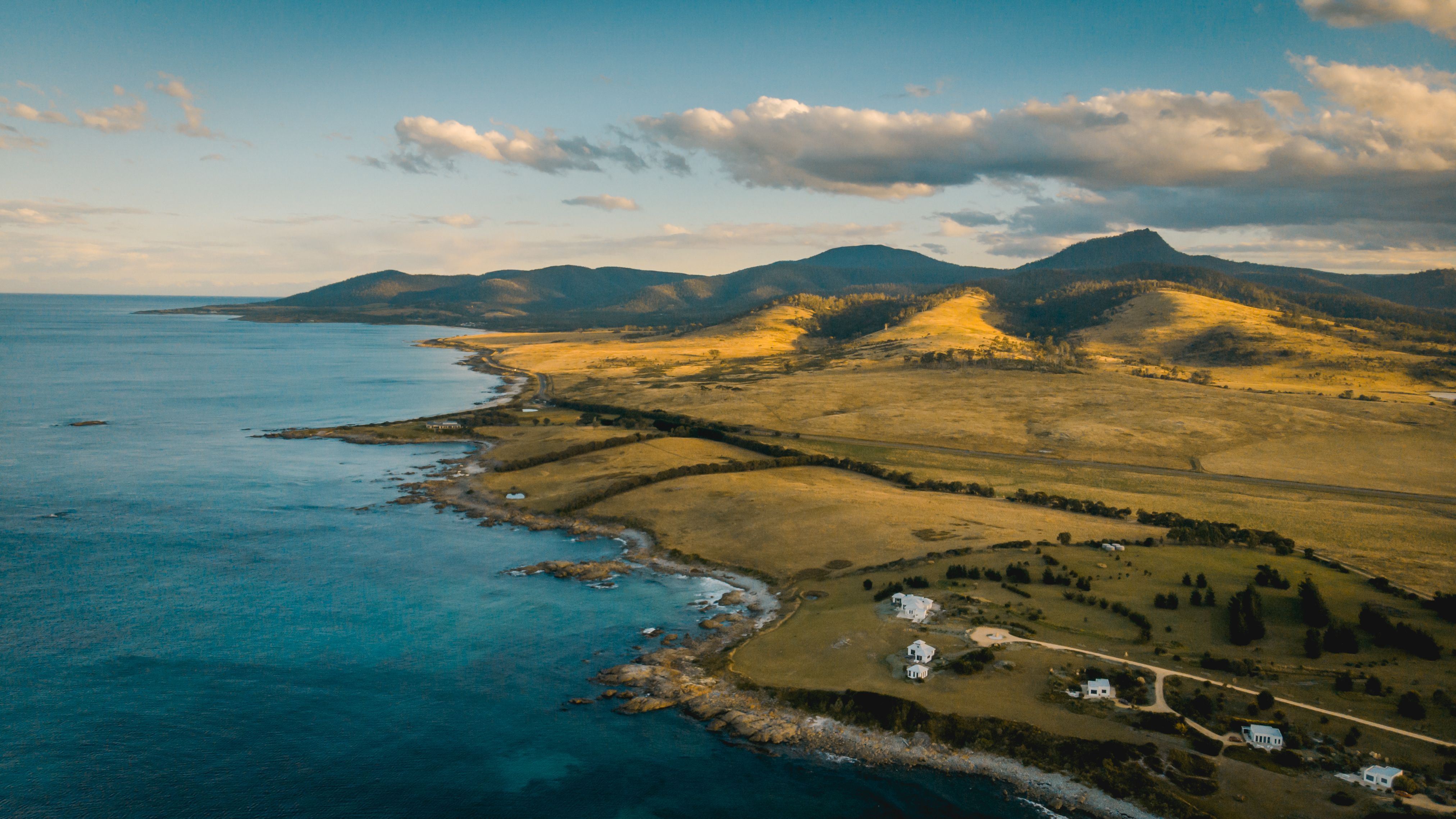 Tasmanian coastline at golden hour